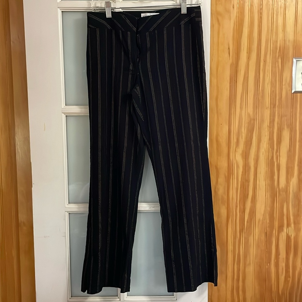 Women’s dress pants, wide leg, gold striped